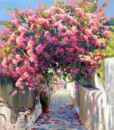 Painting titled "Bush of Flowers" by Evgeny Chernyakovsky, Original Artwork, Oil Mounted on Wood Stretcher frame