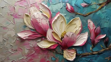 Картина под названием "Цветущая магнолия" - Евгения Дувакина, Подлинное произведение искусства, Масло