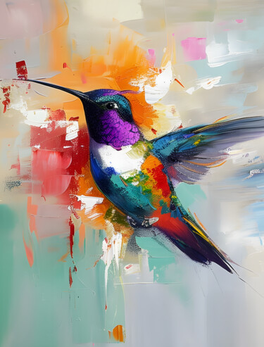 제목이 "Hummingbird Oil Pai…"인 미술작품 Evgenia Dyvakina로, 원작, 기름