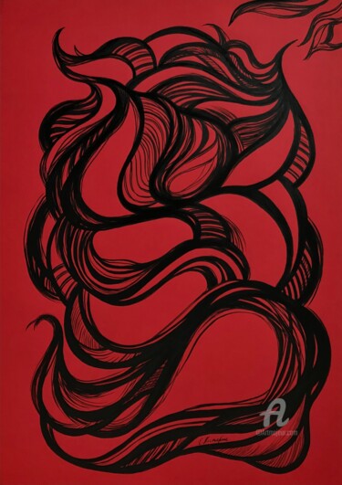 Рисунок под названием "Heart-filling passi…" - Evgenia Kiperiya, Подлинное произведение искусства, Чернила