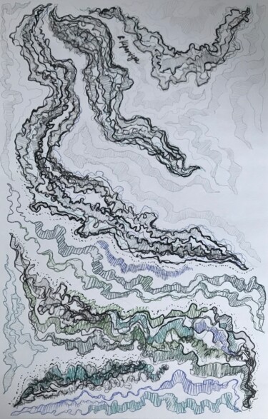 Рисунок под названием "Patterns on the loo…" - Evgenia Kiperiya, Подлинное произведение искусства, Карандаш