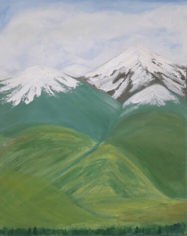 Pintura titulada "High mountains Carp…" por Evgeniia Pencheva, Obra de arte original, Oleo