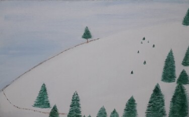 Peinture intitulée "Lonely pine" par Evgeniia Pencheva, Œuvre d'art originale, Huile