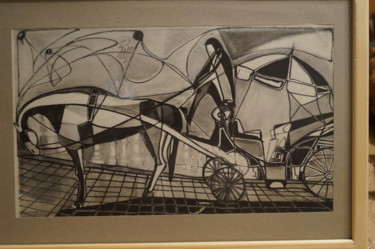 Malarstwo zatytułowany „Montecatini: Pferde…” autorstwa Evgenia Petrova, Oryginalna praca, Atrament