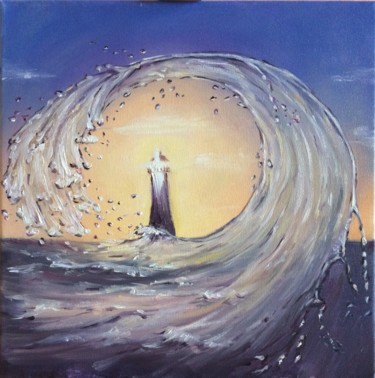 Painting titled "Wave" by Evgenia Petrova, Original Artwork, Oil