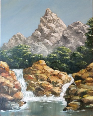 Pintura titulada "Waterfalls" por Evgenia Petrova, Obra de arte original, Oleo