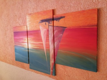 Peinture intitulée "The red sunset" par Evgenia Petrova, Œuvre d'art originale, Huile