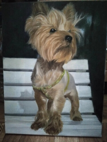 Картина под названием "Гордая собачка" - Евгения Полесская, Подлинное произведение искусства, Масло