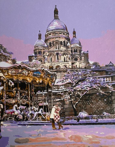 Pintura intitulada "Париж. Любовь" por Evgenia Shpyhanovych, Obras de arte originais, Acrílico