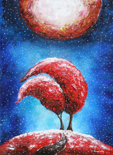Peinture intitulée "La neve che cade" par Evgenia Smirnova, Œuvre d'art originale, Huile Monté sur Châssis en bois