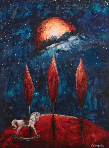 Pittura intitolato "Ricordi d'infanzia" da Evgenia Smirnova, Opera d'arte originale, Olio Montato su Telaio per barella in l…