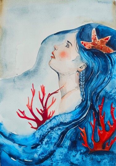 Картина под названием "Cuore del mare" - Evgenia Smirnova, Подлинное произведение искусства, Акварель