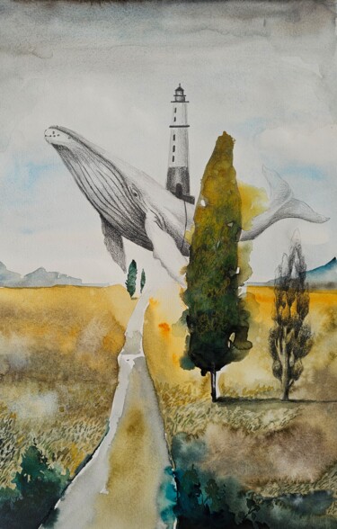 Malerei mit dem Titel "Nel Posto Magico" von Evgenia Smirnova, Original-Kunstwerk, Aquarell