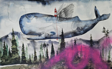 Malerei mit dem Titel "Da qualche parte so…" von Evgenia Smirnova, Original-Kunstwerk, Aquarell