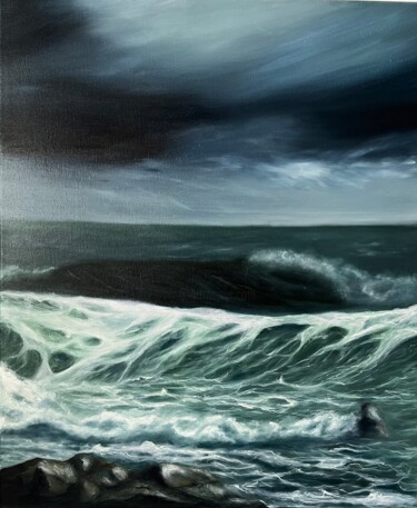 Картина под названием "Шторм" - Евгения Спасская, Подлинное произведение искусства, Масло