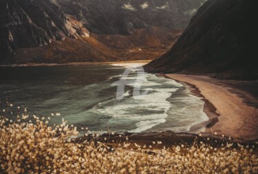 Arts numériques intitulée "Seashore on a rocky…" par Ievgeniia Bidiuk, Œuvre d'art originale, Peinture numérique