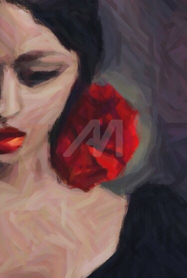 Portrait of a Spanish dancer. Peinture intitulée "Portrait of a Spani…" par Ievgeniia Bidiuk, Œuvre d'art originale, Huile