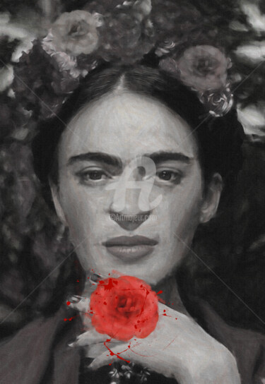 Painting titled "Frida Kahlo de Rive…" by Ievgeniia Bidiuk, Original Artwork, Acrylic