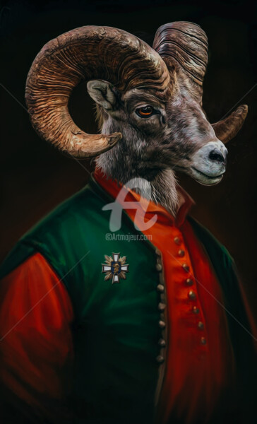 Digital Arts titled "Portrait of a Moufl…" by Ievgeniia Bidiuk, Original Artwork, Digital Painting