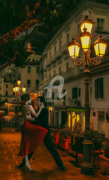 Digital Arts titled "A couple dancing th…" by Ievgeniia Bidiuk, Original Artwork, Digital Painting