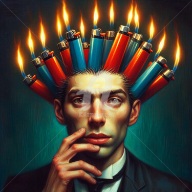 Digitale Kunst mit dem Titel "The man is a lighte…" von Ievgeniia Bidiuk, Original-Kunstwerk, Digitale Malerei