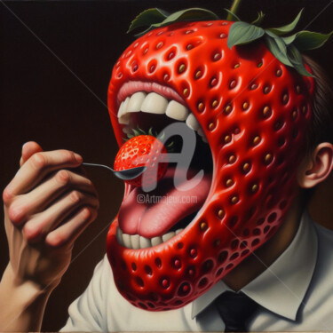 Digital Arts titled "Strawberries." by Ievgeniia Bidiuk, Original Artwork, Digital Painting