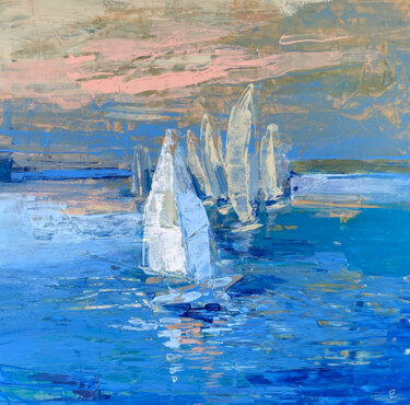 Schilderij getiteld "Sailing" door Evgeniya Zolotareva, Origineel Kunstwerk, Acryl