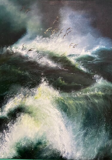 Pintura titulada "The Baltic Sea" por Evgeniia Artamonova, Obra de arte original, Oleo Montado en Bastidor de camilla de mad…