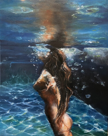Картина под названием ""Pool"" - Евгения Артамонова, Подлинное произведение искусства, Масло Установлен на Деревянная рама д…