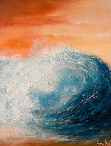 Painting titled "Ocean Energy" by Evgeniia Artamonova, Original Artwork, Oil Mounted on Wood Stretcher frame