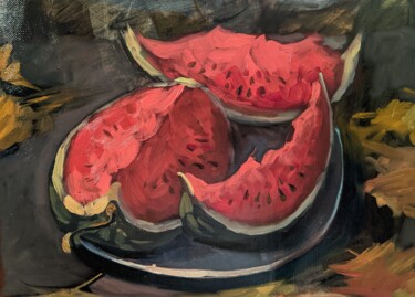 Картина под названием "Последний арбуз" - Евгения Гречановская, Подлинное произведение искусства, Масло