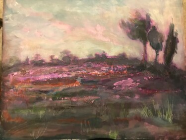 Painting titled "Landschaft violette" by Evgeniia, Original Artwork, Acrylic