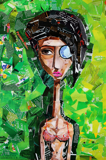 Коллажи под названием "green girl" - Евгений Гарань, Подлинное произведение искусства, Коллажи