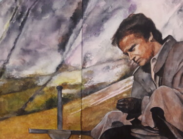 Картина под названием "Кристофер Ламберт(Г…" - Евгений Капленко, Подлинное произведение искусства, Акварель