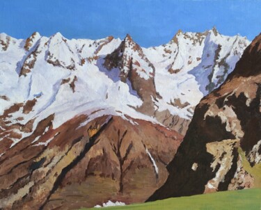 Pittura intitolato "The Alps" da Evgenii Kislenko, Opera d'arte originale, Olio