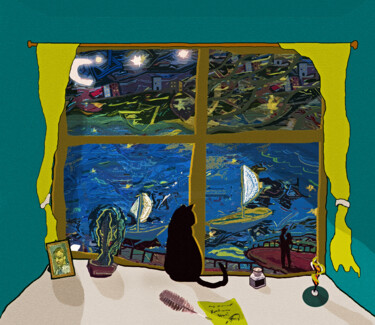 Digitale Kunst mit dem Titel "night" von Evgenii Kuleshov, Original-Kunstwerk, Digitale Malerei