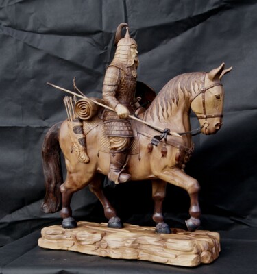 Skulptur mit dem Titel "commander" von Evgenii Venge, Original-Kunstwerk, Holz