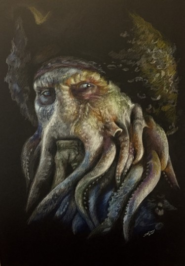 Dessin intitulée "Davy Jones" par Evgeniy Karpenko, Œuvre d'art originale, Crayon