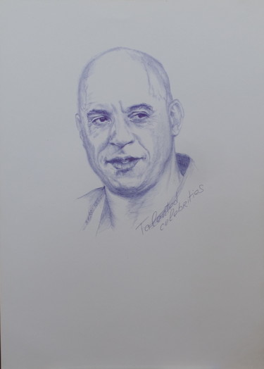 Drawing titled "портрет 3" by Evgeniy Roslavcev, Original Artwork, Ballpoint pen