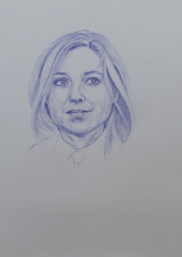 Drawing titled "портрет 8" by Evgeniy Roslavcev, Original Artwork, Ballpoint pen