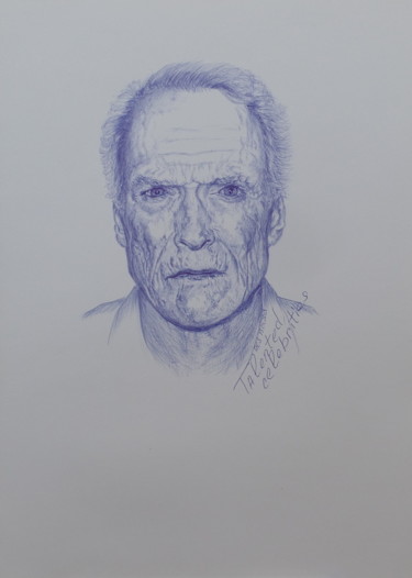 Drawing titled "портрет 9" by Evgeniy Roslavcev, Original Artwork, Ballpoint pen