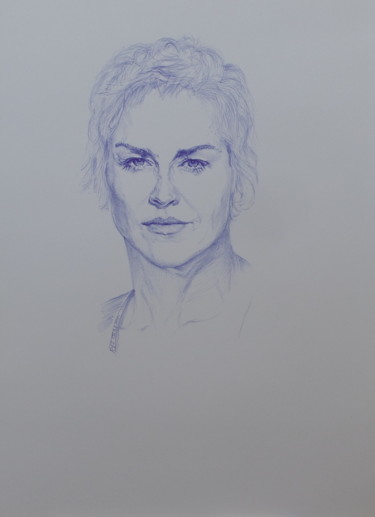 Drawing titled "портрет 11" by Evgeniy Roslavcev, Original Artwork, Ballpoint pen
