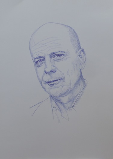 Drawing titled "портрет 17" by Evgeniy Roslavcev, Original Artwork, Ballpoint pen