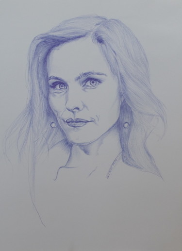 Drawing titled "портрет 19" by Evgeniy Roslavcev, Original Artwork, Ballpoint pen