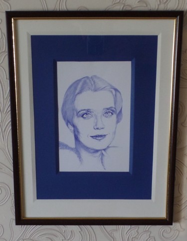Drawing titled "портрет 22 в рамке" by Evgeniy Roslavcev, Original Artwork, Ballpoint pen