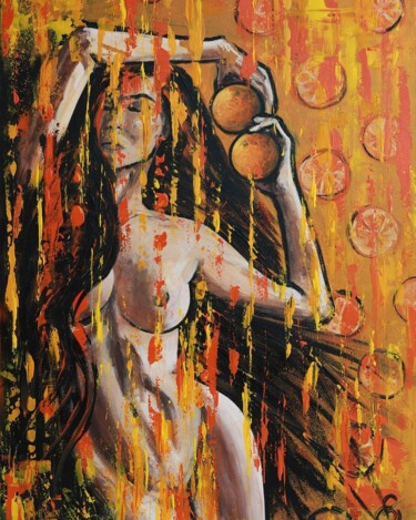 Malerei mit dem Titel "Orange" von Evgeniya Balykina, Original-Kunstwerk, Acryl