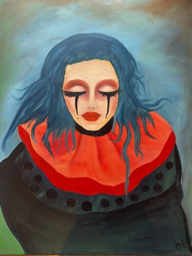 Painting titled "Clown" by Evgeniya Dyrda, Original Artwork, Acrylic Mounted on Other rigid panel