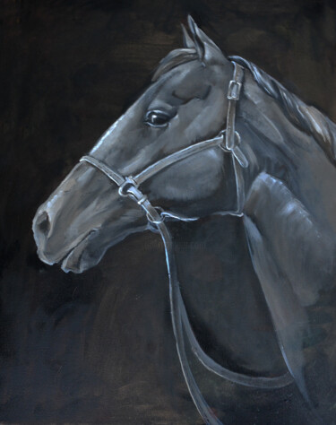 Painting titled "Cheval" by Evgeniya Ivanov, Original Artwork, Oil