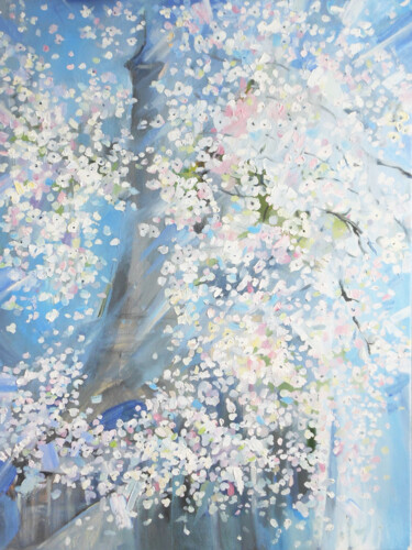 Peinture intitulée "Paris blossom" par Evgeniya Ivanov, Œuvre d'art originale, Huile
