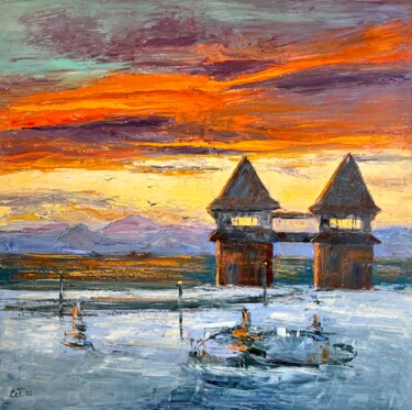 Peinture intitulée "Kamchatka sunset" par Evgeniya Polyudova, Œuvre d'art originale, Huile